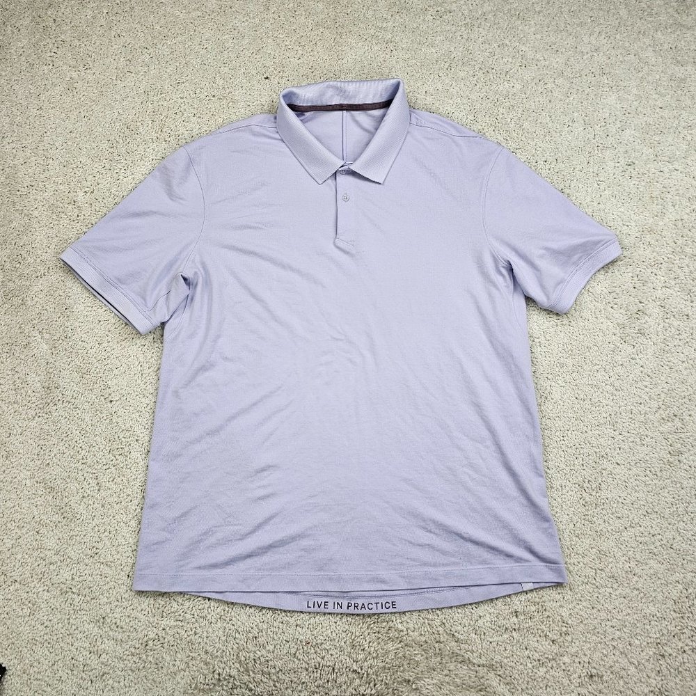 Lululemon Metal Vent Tech Polo Large Blue Performance Live in Practice Mens USA